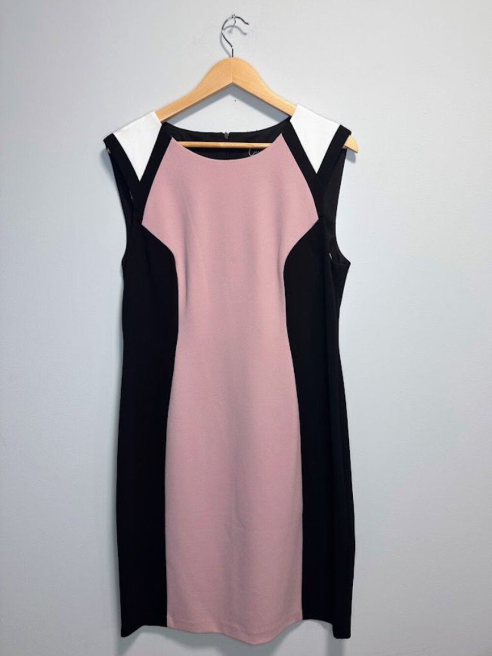 Connected Apparel Pink Black White Color block Sheath Dress 14